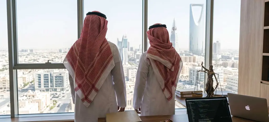Two Batat partners looking out over the Riyadh skyline